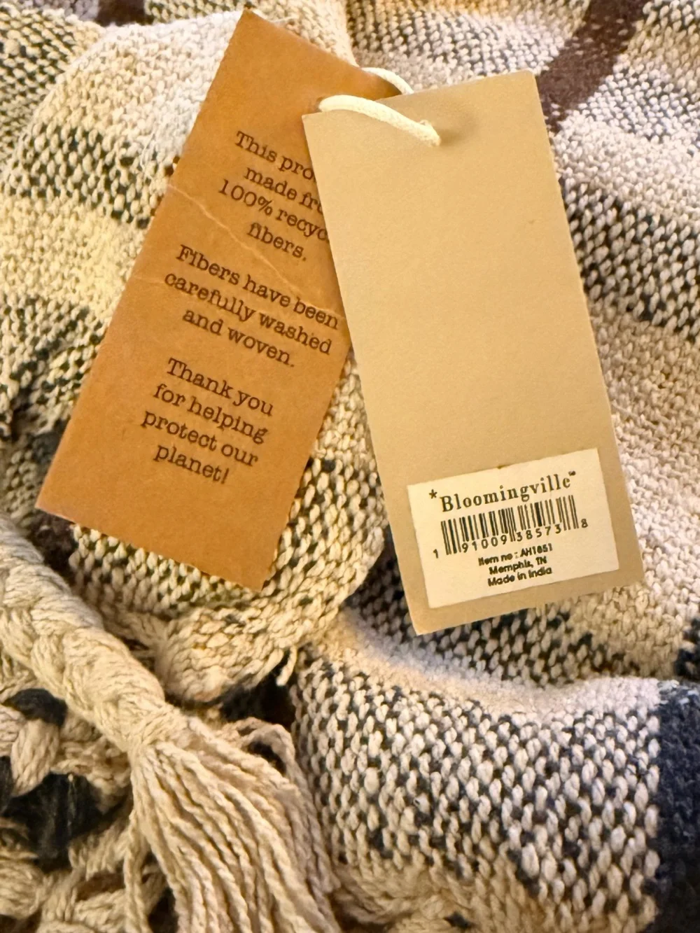 Cozy Cream & Brown Woven Throw Blanket